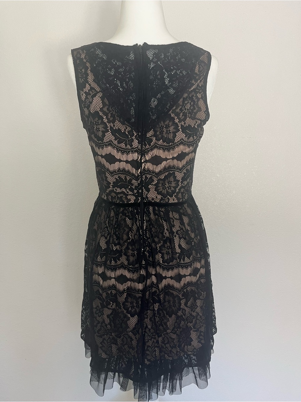 🖤 BeBop Black Lace Mini Dress with Nude Lining | Size Small - Picture 2 of 11